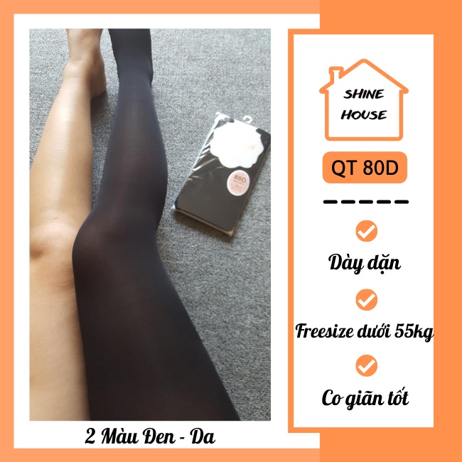 Quần tất thu đông 80D màu đen và da chất mịn, dày dặn freesize dưới 55kg