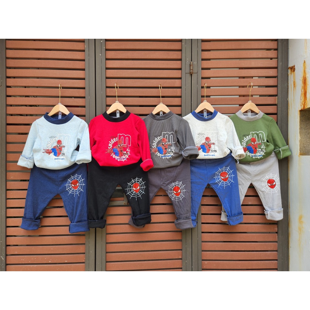 ẢNH THẬT - COMBO 3 Bộ dài tay len tăm siêu nhân cho bé trai/ bé gái 18-35kg