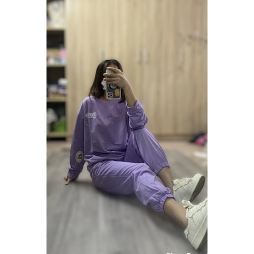 [HTSHOP]-Bộ đồ thể thao nữ mùa thu 2022 phong cách đường phố HQ dáng rộng