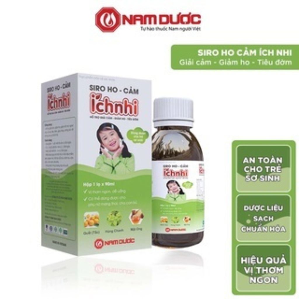 [Combo 3 chai] Siro ho cảm Ích Nhi chai 90ml hỗ trợ giải cảm, giảm ho, sổ mũi, tiêu đờm, cho trẻ nhỏ, bà bầu, cho con bú