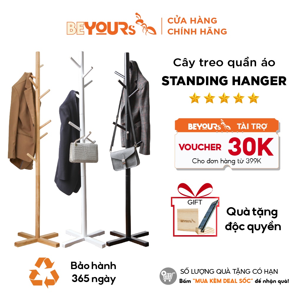 Cây Treo Móc Quần Áo Đồ Gỗ BEYOURs Thông Minh Standing-Hanger Đa Năng Nội Thất Phòng Ngủ