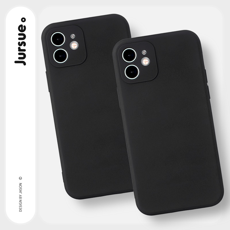 Ốp lưng JURSUE mềm chống bẩn chống sốc viền vuông đen Cho iPhone 15 14 13 12 11 Pro Max SE 2020 X XR XS 8 7 ip 6S 6 Plus YCS14