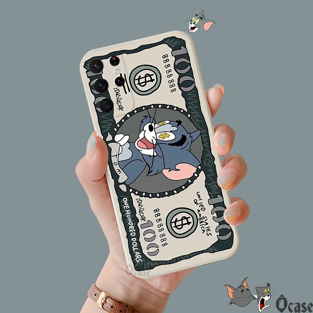 Ốp lưng Samsung S21 Ultra in hình Mèo và Chuột cạnh viền vuông có bảo vệ camera