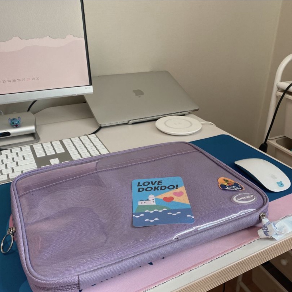 Túi đựng laptop 11/13/15 inch máy tính bảng Phong cách thời trang phù hợp phong cách Hàn Quốc trắng và tím | BigBuy360 - bigbuy360.vn