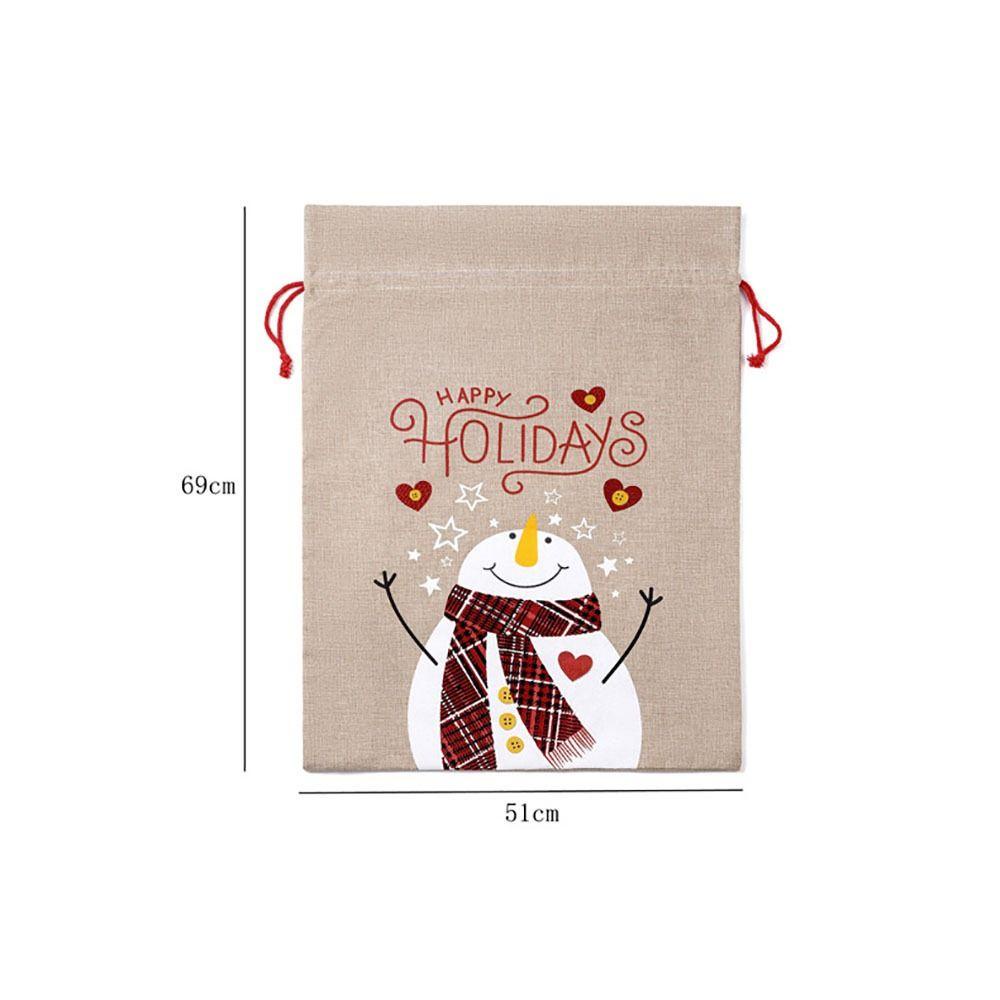 CONOPERY Túi Rút Vải Canvas Họa Tiết Người Tuyết Phong Cách Giáng Sinh Độc Đáo