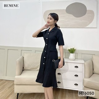 Đầm cổ sơ mi đính nút BEMINE MT6050