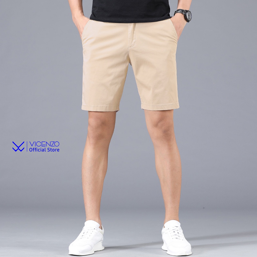 Quần Đùi Short Kaki Nam Vicenzo Vải Cotton, Quần Short Nam Kaki Dáng Âu Trẻ Trung Năng Động