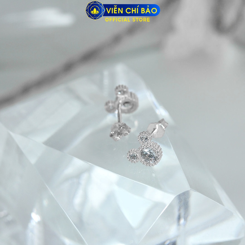 Bông tai chuột Mic.key đính đá chất liệu bạc 925 thời trang phụ kiện trang sức Viễn Chí Bảo B400215