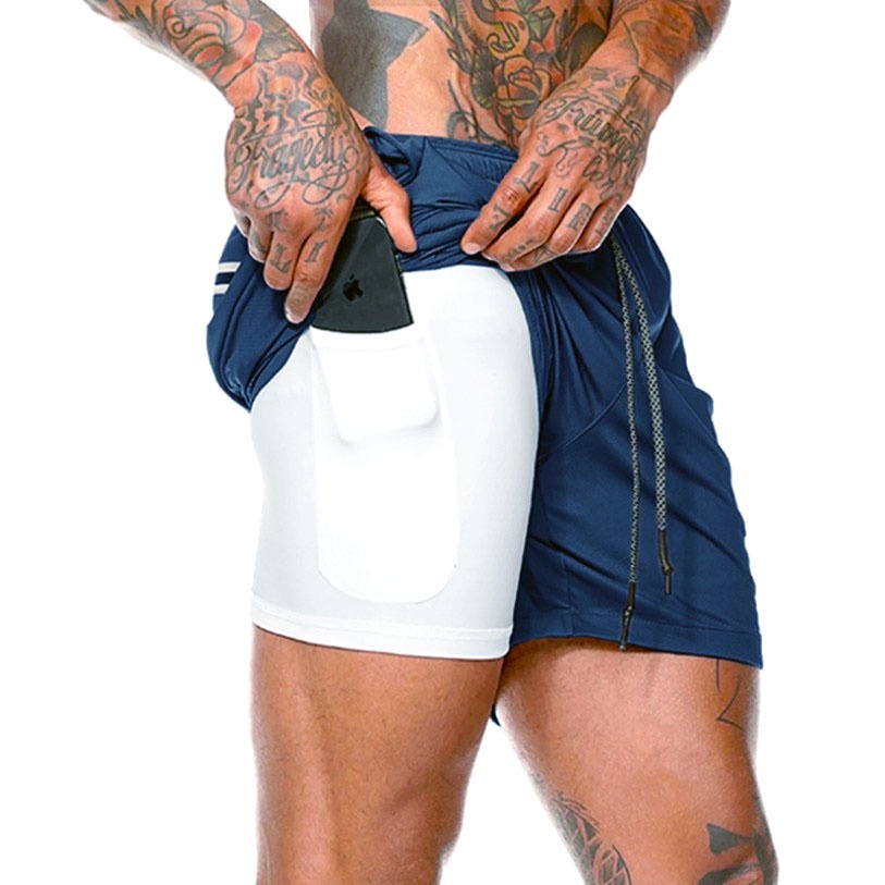 Quần tập gym nam 2 lớp vải đẹp, Quần thể thao nam ngắn, co giãn 4 chiều thoáng mát, thấm hút mồ hôi H05