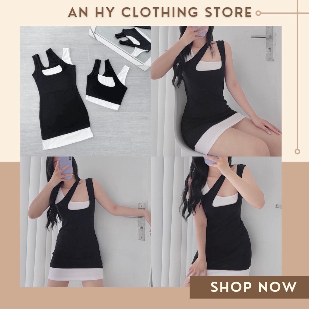 (có bán sỉ,ảnh thật,hoả tốc)🥗(ĐẦM KHOÉT PHỐI TRẮNG ĐEN) CUT_OUT_DRESS🍭