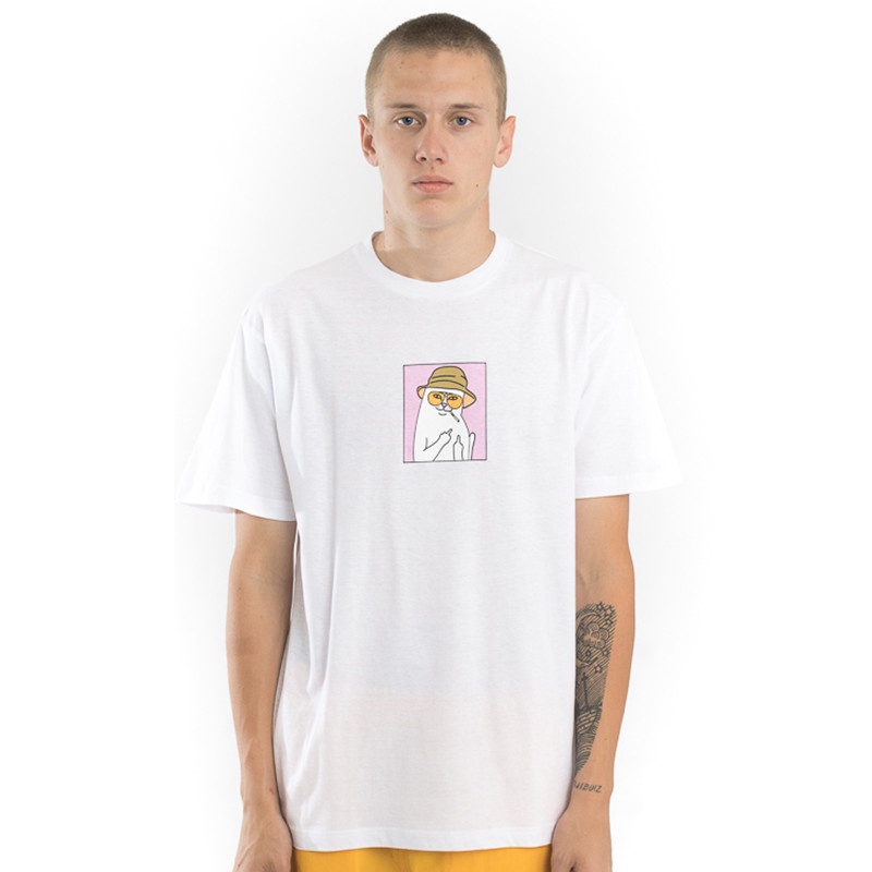 Ripndip Áo Thun Ngắn Tay Dáng Rộng In Hình Mèo Cá Tính Dành Cho Nam
