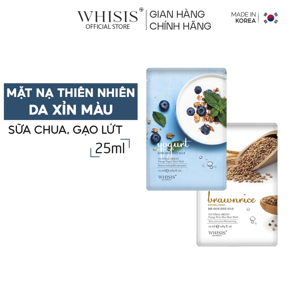 Mặt Nạ Giấy Hàn Quốc Chiết Xuất Tự Nhiên Whisis Cho Da Không Đều Màu 25ml