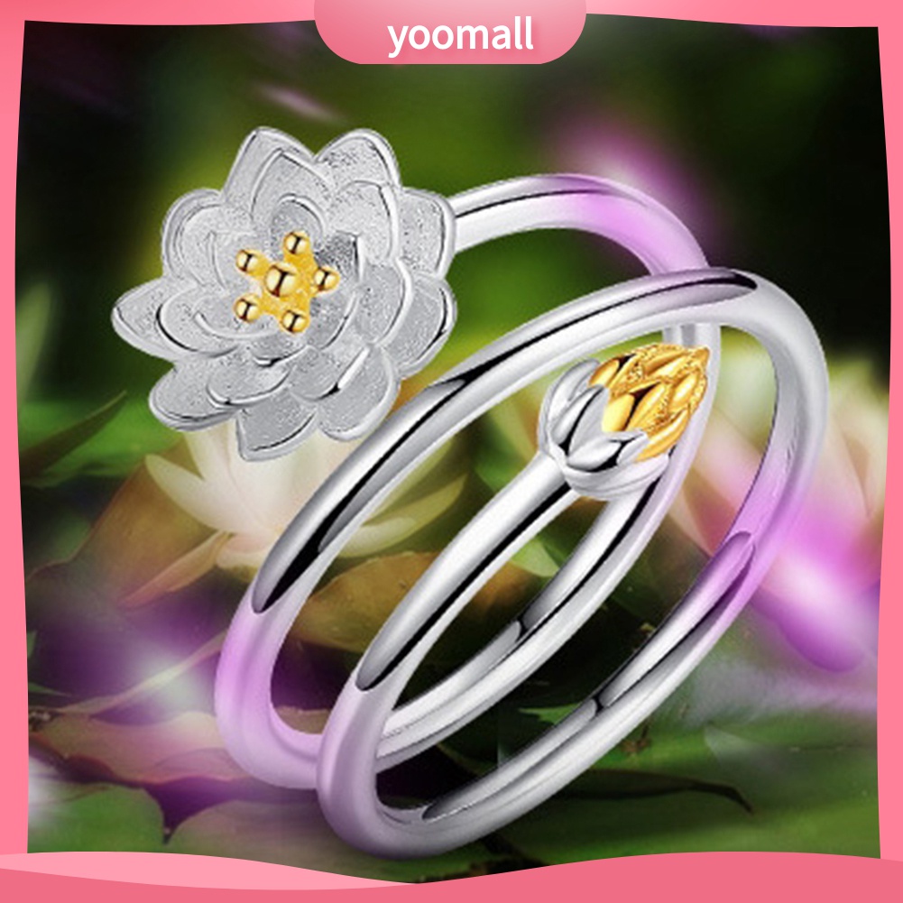 Nhẫn Hở Hình Hoa Sen Thanh Lịch Cho Nữ