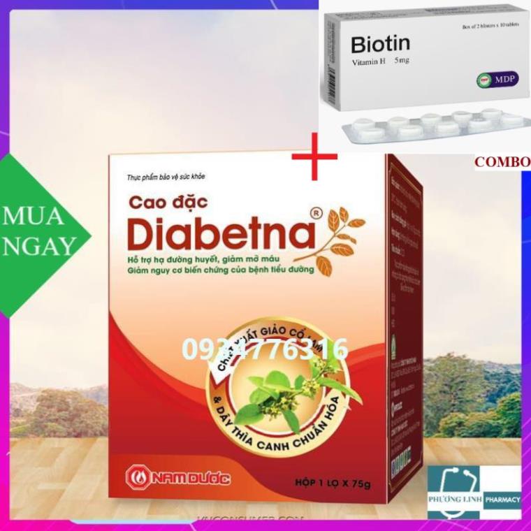 Combo Biotin 5mg+ Cao Đặc Diabetna