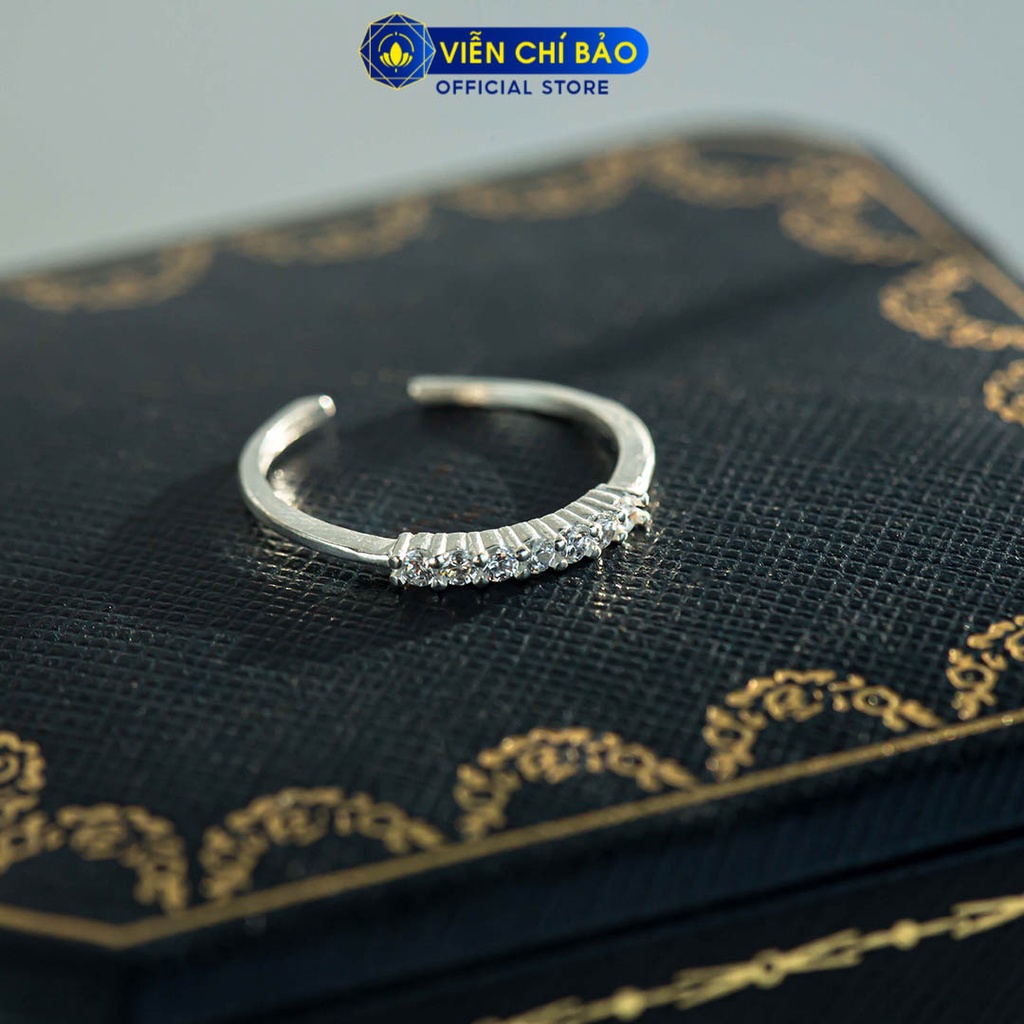 Nhẫn bạc nữ một dải đá chất liệu bạc 925 thời trang phụ kiện trang sức Viễn Chí Bảo N400853