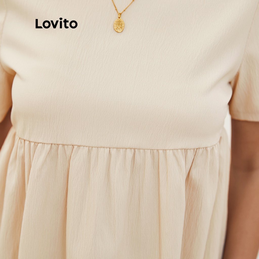 Lovito Áo Thun Cổ Tròn Màu Trắng Lovito Modet Size L20D054