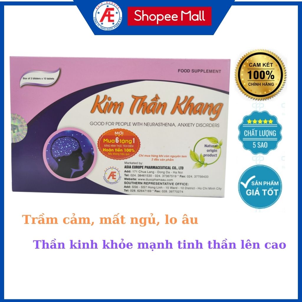 Kim Thần Khang - Hỗ trợ Mất Ngủ, Rối Loạn Lo Âu, Đau Đầu, Giúp Dưỡng Tâm, An Thần hộp 30 viên