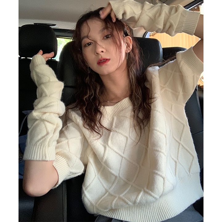 SUXI Áo Sweater Dệt Kim Cổ Vuông Kiểu Vintage Hàn Quốc Thời Trang Mùa Thu Năng Động