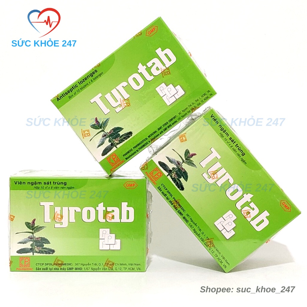 Tyrotad - Viên Ngậm Sát Trùng Họng Tyrotab Hộp 10 Vỉ x 8 Viên
