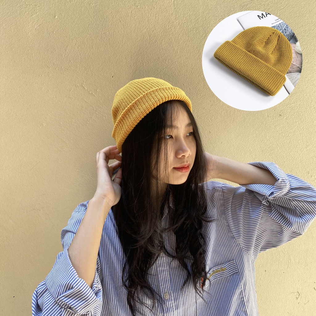 Mũ Len Ngắn Trơn Hàn Quốc Nhiều Màu Thời Trang đẹp Nón Len Unisex Nam Nữ Giá Rẻ Màu Đen Be Bemine WM HAT 006