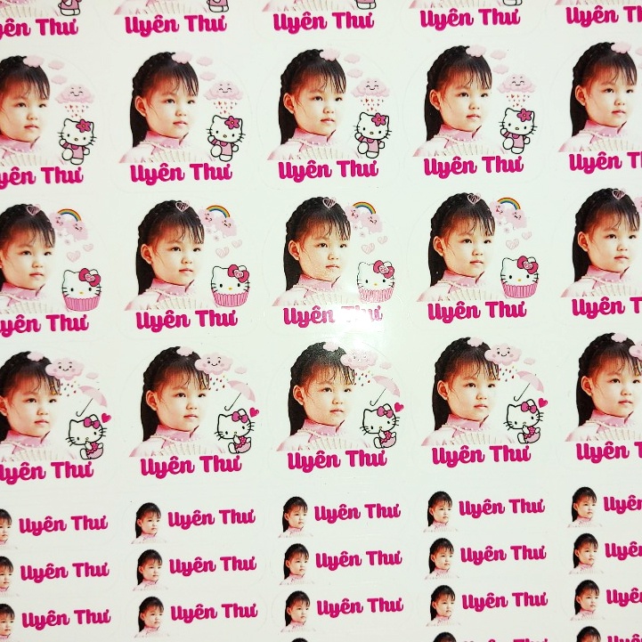 Combo 60 Sticker Miếng Dán Tem in Tên  &amp; Hình Bé in theo yêu cầu  Chống Nước   Dùng để dán bình sữa, dụng cụ cho bé.