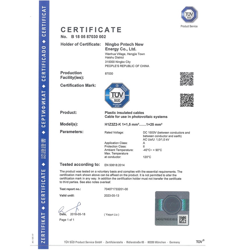 Dây cáp điện năng lượng mặt trời 4mm 1500v