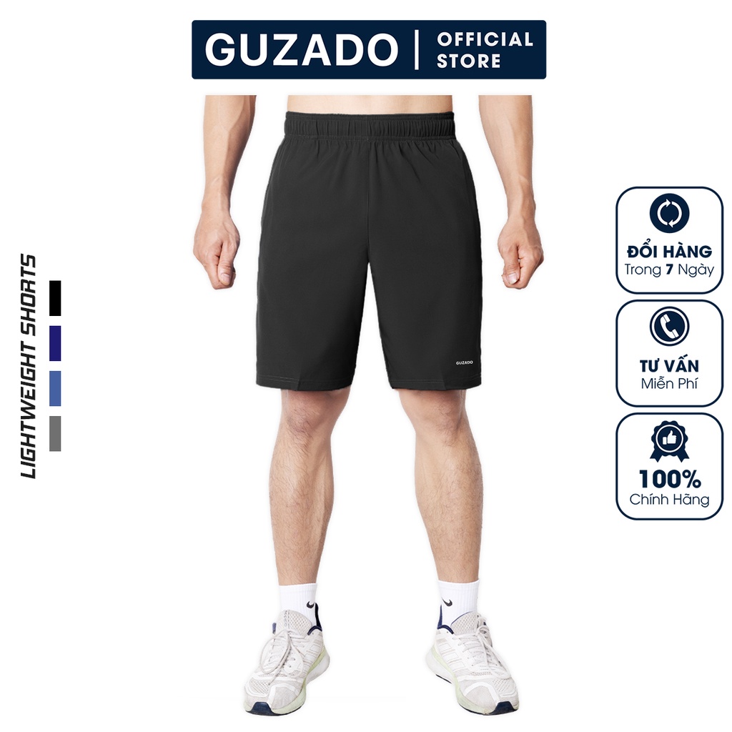 Quần đùi thể thao nam Sporty Shorts GUZADO co giãn thoải mái vận động ngày dài năng động form Regular Fit SR22001