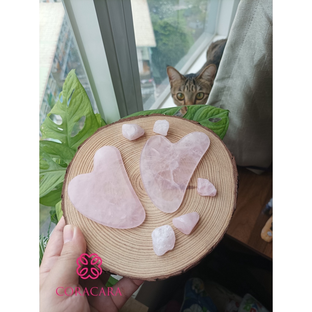 Đá GuaSha Massage Mặt TA Hồng Mát Xa Giúp Thon Gọn Nâng Cơ Trẻ Hóa Coracara