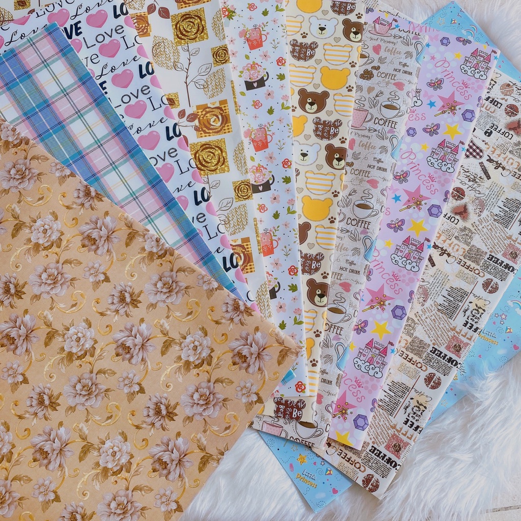 Giấy gói quà đẹp, loại giấy bóng trơn nhiều họa tiết, chất lượng cao. Giấy bọc quà quà siêu đẹp 55x80 - GIFT OF LOVE