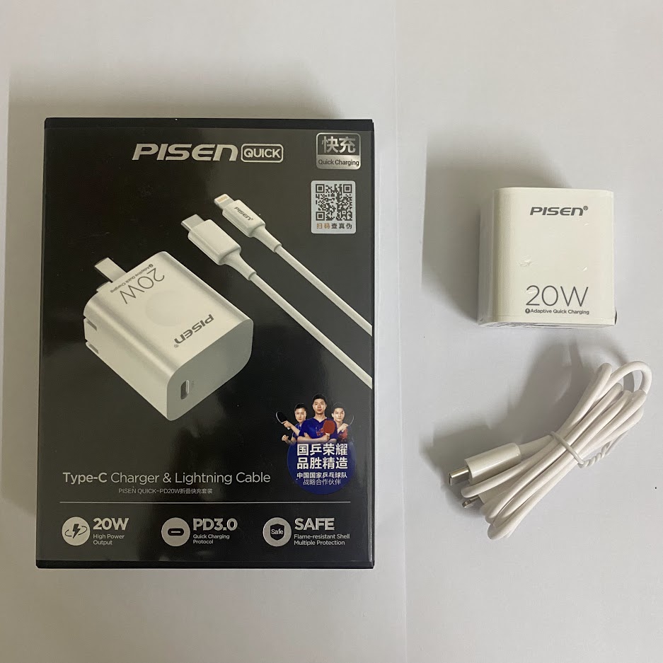 Combo Củ cáp Sạc Pisen Quick chuẩn PD Type C 20W