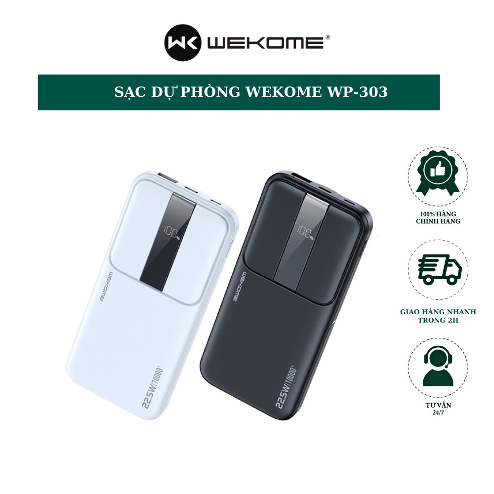 Sạc dự phòng sạc nhanh 20W Wekome Wp 301- Wp 303, dung lượng 10000mah 20000mah, pin tích điện thiết kế nhỏ gọn.......