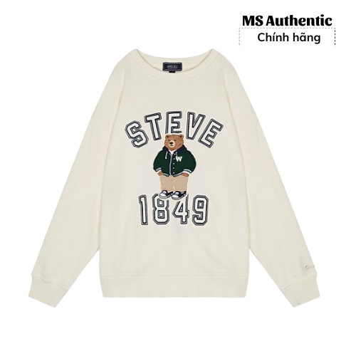 【Order】Áo sweater Whoau Korea chính hãng họa tiết gấu Steve 1849 | WHMWC4911U