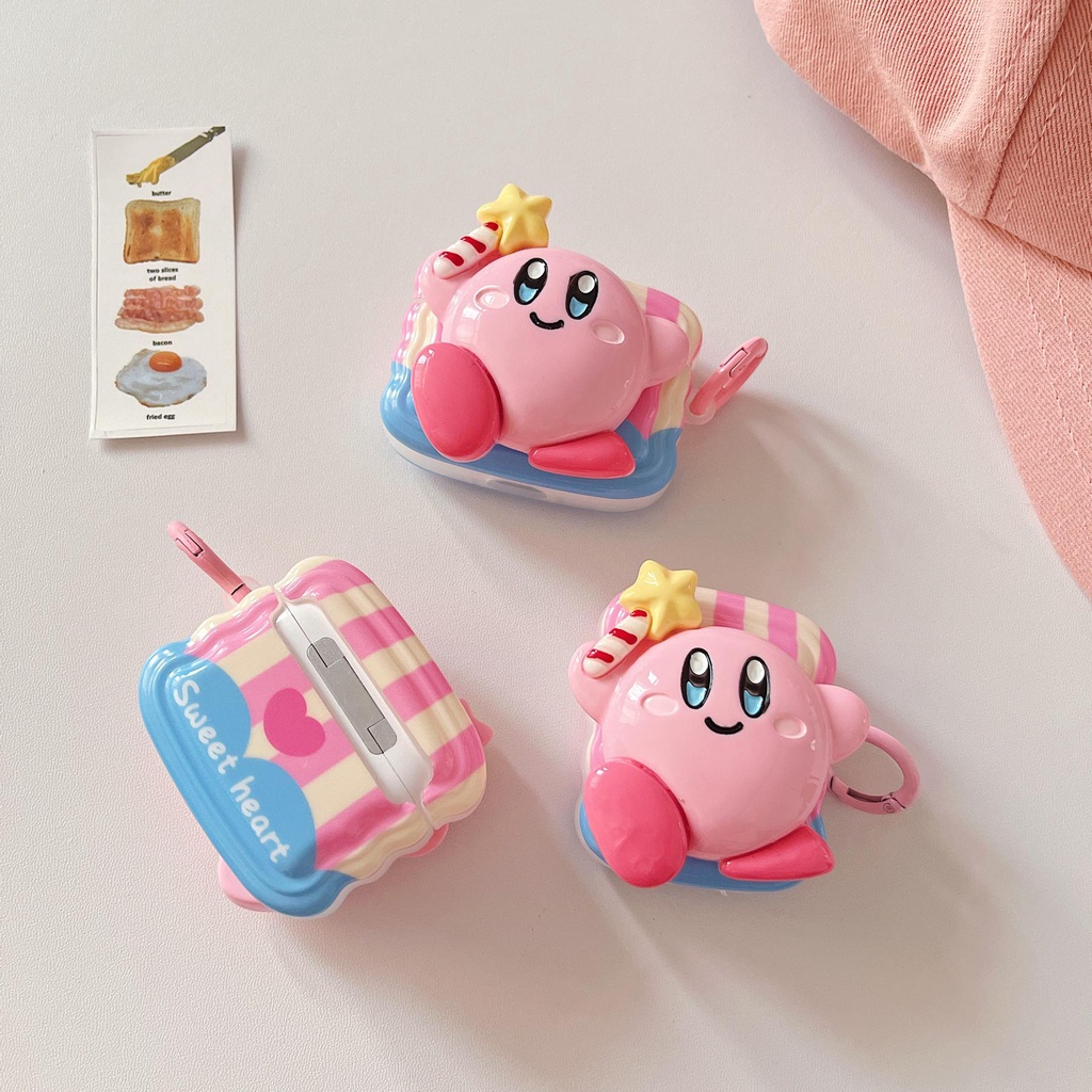 Vỏ Bảo Vệ Hộp Sạc Tai Nghe AirPods 1 2 3 Pro 2 2022 Bluetooth Không Dây Bằng TPU Mềm Họa Tiết Kirby 3D Sáng Tạo