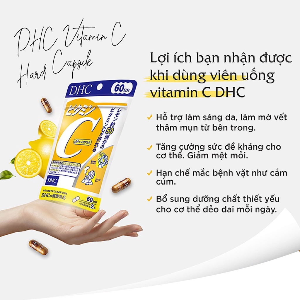 Viên uống vitamin C DHC Nhật Bản bổ sung dưỡng chất cần thiết cho cơ thể