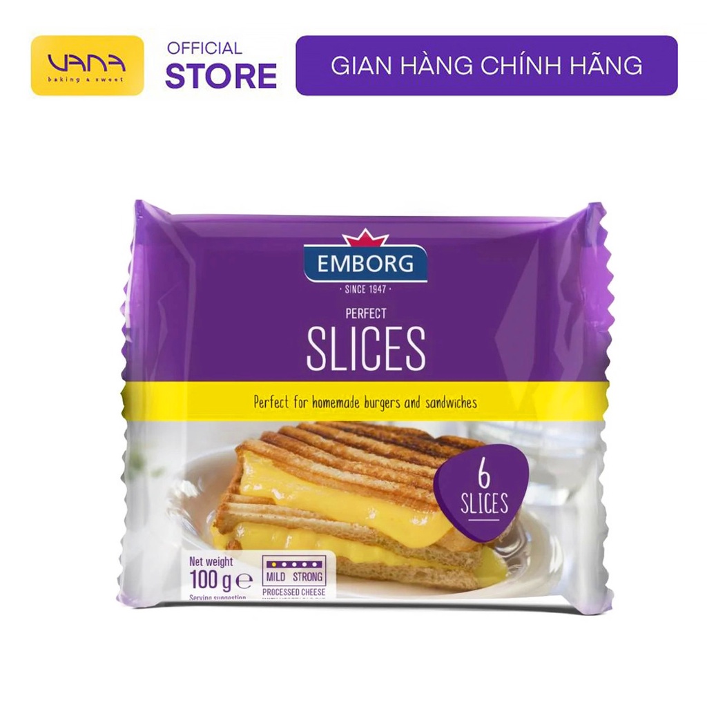 PHOMAI LÁT (MIẾNG) EMBORG 6 LÁT (MIẾNG) 100G CHEESE SLICES (6 SLICES)