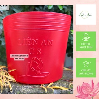 Chậu nhựa đỏ mềm liên an trồng cây bền, đẹp 2400g c8 - 100c8