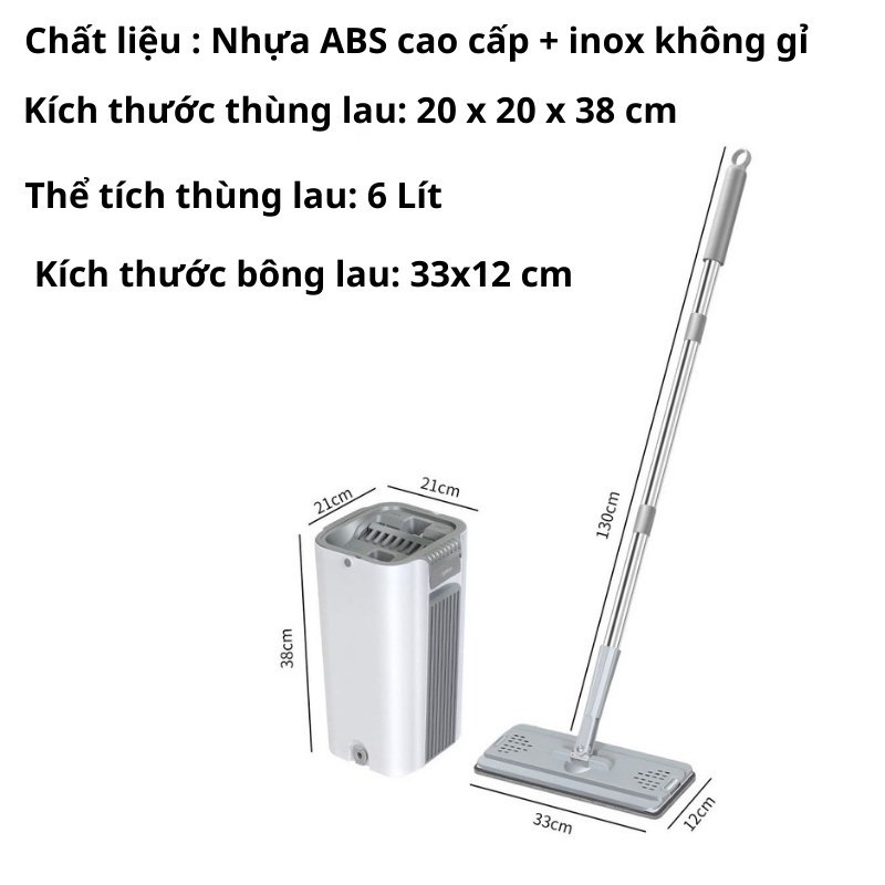 Cây lau nhà tự vắt thông minh cao cấp, Bộ lau nhà xoay 360 độ kèm thùng tiện lợi | BigBuy360 - bigbuy360.vn