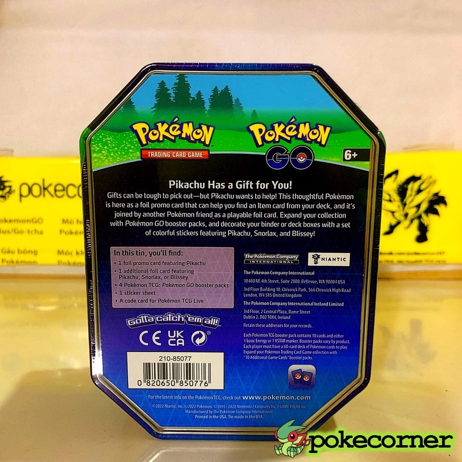 Hộp thiếc bài Pokemon TCG Pokemon GO Gift Tin Pikachu / Snorlax/ Blissey chính hãng mới 100% 4 pack 2 promo - PokeCorner