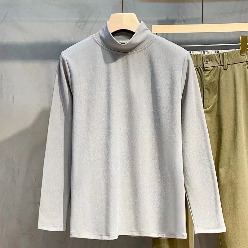 Áo Thun Nam Tay Dài Cổ Cao Màu Trơn Phong Cách Hàn Quốc Mới