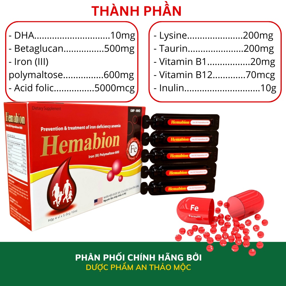 Siro Mediusa Hemabion bổ sung sắt hữu cơ giúp bổ máu và cải thiện tình trạng thiếu máu ở trẻ em và phụ nữ mang thai