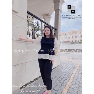Set áo peplum phối voan quần dài bigsize 57-87kg
