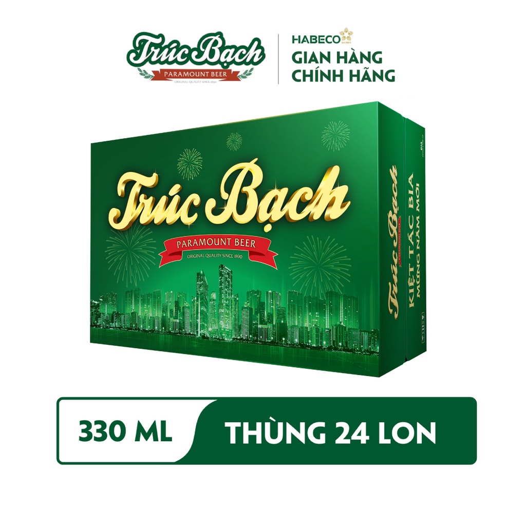 HỎA TỐC HÀ NỘI - COMBO 2 Thùng 24 lon Bia Trúc Bạch – HABECO (330ml/lon) - Phiên bản Tết