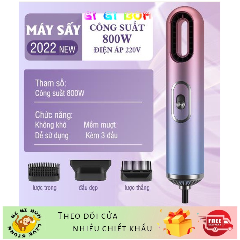 GiGiBomstoreMáy sấy tóc Fashion Hair Dryer thiết kế độc đáo sang trọng tạo kiểu chuyên nghiệp công nghệ chống hư tổn tóc