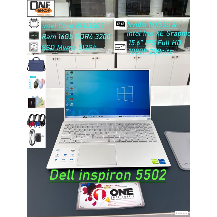 [Hàng Likenew 99% BH 1 Năm] Laptop Dell inspiron 5502 Core i5 1135G7/ Ram 16Gb/SSD 512Gb/ Card đồ họa rời MX330 .