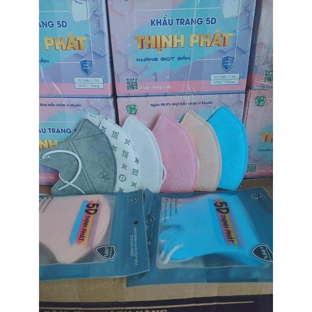 khẩu trang 5d thịnh phát kháng giọt bắn sét 100 chiếc màu cam, siêu rẻ, thông thoáng, thoải mái khi đeo, hàng chính hãng