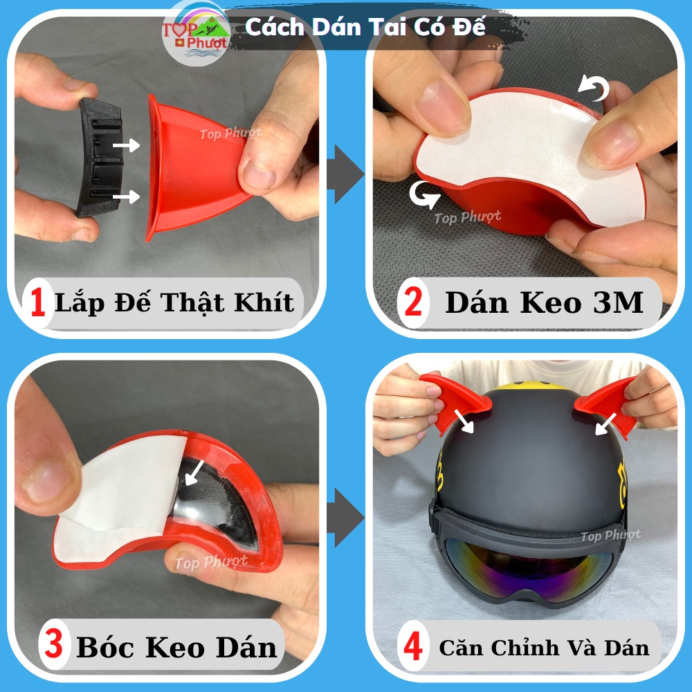 Tai Mèo Gắn Trang Trí Mũ Bảo Hiểm Cute Nhiều Màu