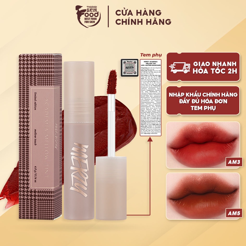 [Academia Collection] Son Kem Siêu Lì, Lâu Trôi, Lên Màu Chuẩn Merzy Academia Mellow Tint 4g | BigBuy360 - bigbuy360.vn