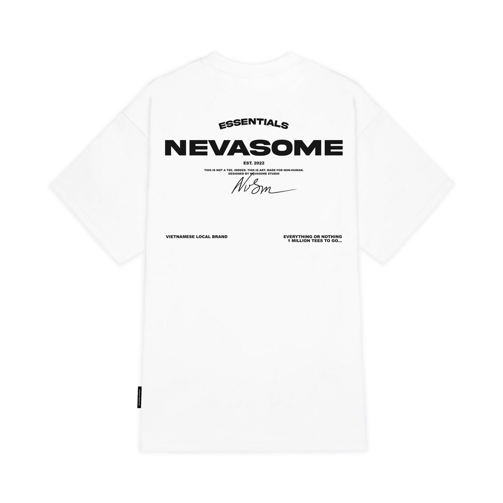 Áo Thun Oversize Local Brand NEVASOME Signature v2 Trắng Cotton Tay Lỡ Form Rộng Nam Nữ