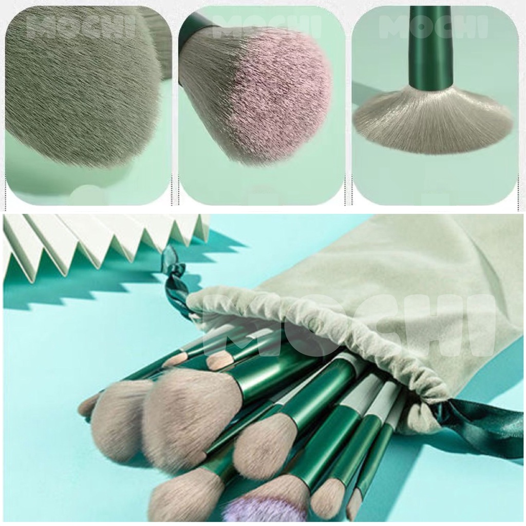 Bộ Cọ Trang Điểm 13 Cây Kèm Túi Vải Xinh Mềm Mịn Makeup MOCHI SHOP