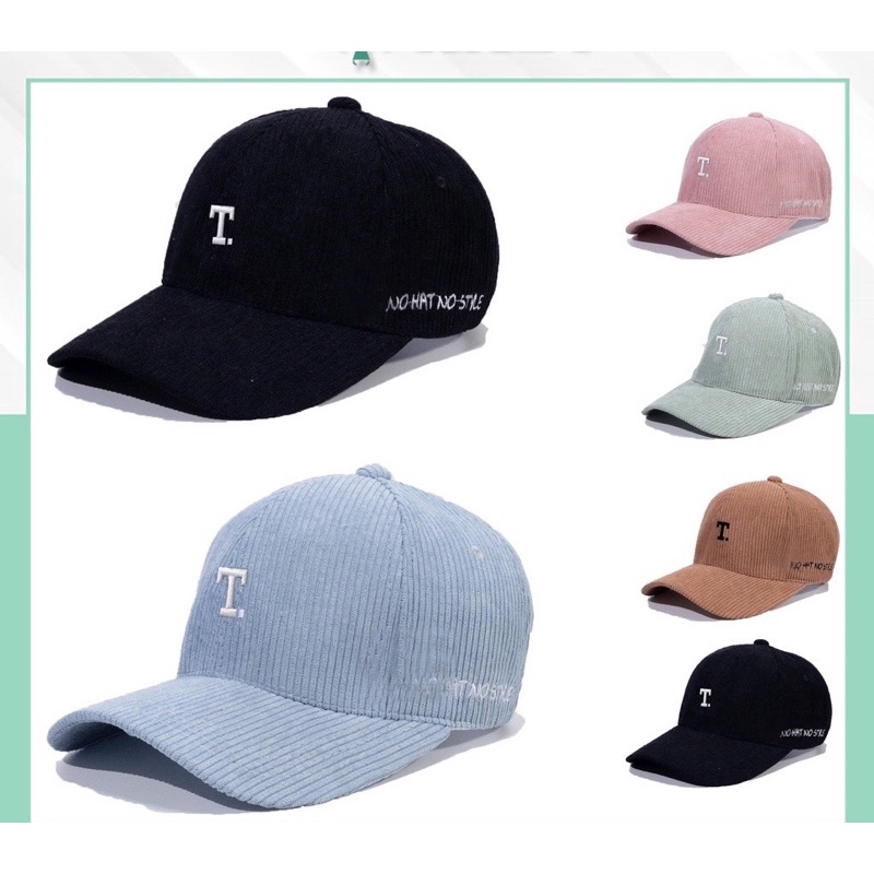 Nón kết kaki nhung thêu chữ T. phong cách ulzzang Hàn quốc đơn giản siêu đẹp